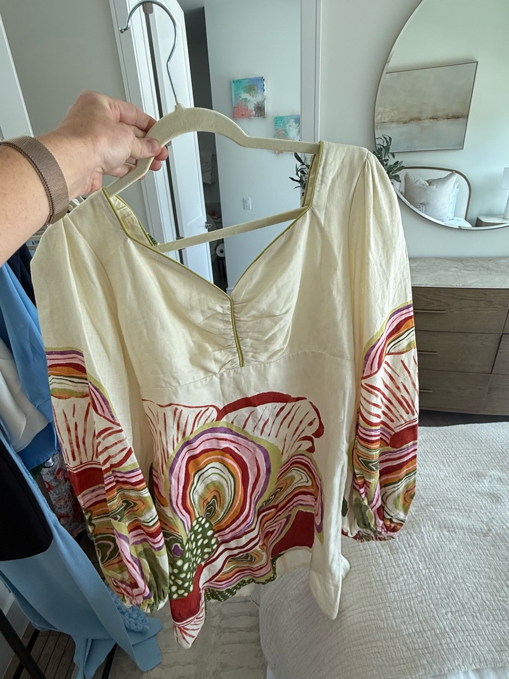 FARM Rio Cream Mini Dress with Multicolor Swirl Print - Picture 4 of 6
